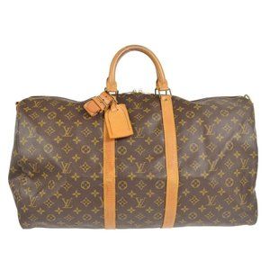 555417E V Louis Vuitton Travel Bag Keepall Bandouliere 55 Brown Monogram
